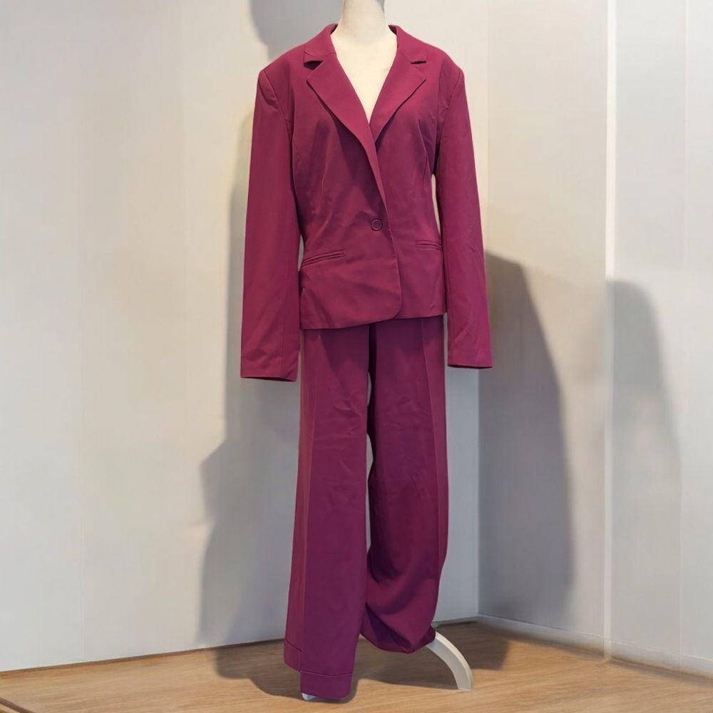One Button Blazer Size 12 By Metrostyle Wild Rose Color Elegant Workwear Lined